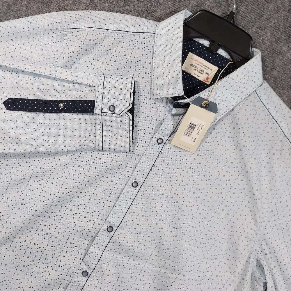 7 Diamonds Shirt Mens XL‎ Blue Stars And Sons Long Sleeve Star Print Button Down